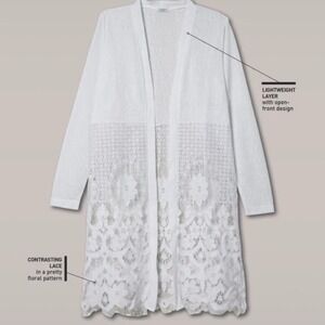 Studio 1886 white lace cardigan with floral pattern